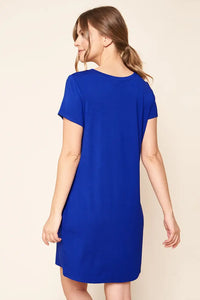 Weekender T-Shirt Mini Knit Dress - Cobalt