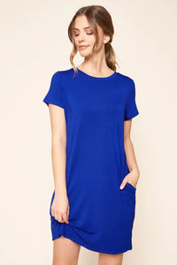 Weekender T-Shirt Mini Knit Dress - Cobalt