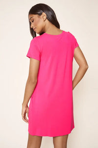 Weekender T-Shirt Mini Knit Dress - Fuschia