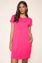 Load image into Gallery viewer, Weekender T-Shirt Mini Knit Dress - Fuschia

