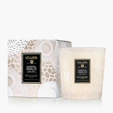Load image into Gallery viewer, Voluspa Santal Vanille Classic Candle - 9oz next to a box
