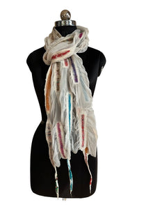 Sari Runner White Chiffon Scarf