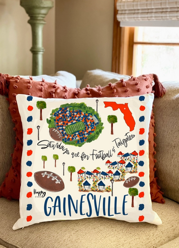 Saturdays Are For Football Pillow - Gainesville