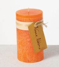 Load image into Gallery viewer, Timber Pillar Candle - 6”x3.25” - Tangerine
