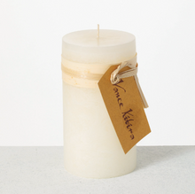 Load image into Gallery viewer, Timber Pillar Candle - 6”x3.25” - Melon White
