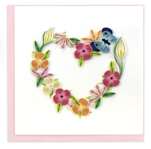 Floral Heart Wreath Greeting Quilling Card