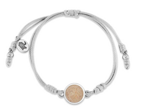 Dune Jewelry Touch the World Grey Cord Bracelet - Gray Elephant Jingle Shell