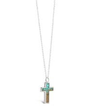 Load image into Gallery viewer, Dune Jewelry Cross Necklace - Turquoise Gradient - Crescent Beach
