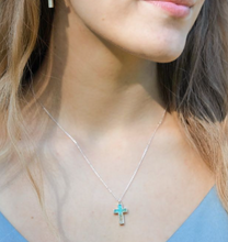 Load image into Gallery viewer, Dune Jewelry Cross Necklace - Turquoise Gradient - Crescent Beach
