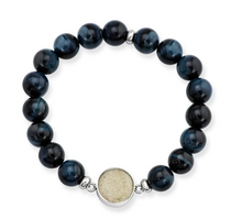 Load image into Gallery viewer, Men&#39;s Beaded Bracelet - Blue Tiger Eye - Crescent Beach
