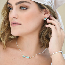 Load image into Gallery viewer, Dune Jewelry Luxe Wave Bar Necklace - Shells from Florida &amp; Turquoise
