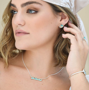Dune Jewelry Luxe Wave Bar Necklace - Shells from Florida & Turquoise