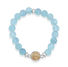 Load image into Gallery viewer, Dune Jewelry Round Beaded Bracelet -  Aquamarine: Crystal River Sand
