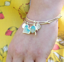 Load image into Gallery viewer, Tilted Heart Bangle - Turquoise Gradient - Anna Maria Island
