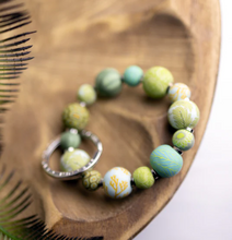 Load image into Gallery viewer, Botanical Green Wrist - Small Bead Keychain
