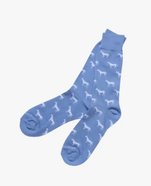 Light Blue Horses Socks