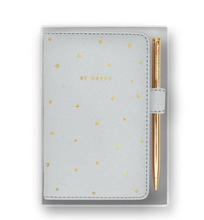 Load image into Gallery viewer, Beautifully Boxed Mini Notebook And Pen Set - Be Happy - Gray

