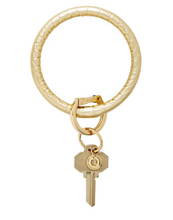 Load image into Gallery viewer, Leather Big O Key Ring - Solid Gold Rush Croc
