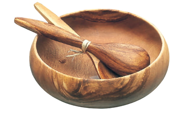 Acacia Wood Round Calabash Salad Bowl