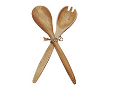 Load image into Gallery viewer, Wooden Salad Fork &amp; Spoon Serving Set - 12”L
