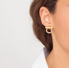 Load image into Gallery viewer, Small Hoop &amp; Bar Gold Plated Earrings
