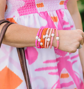Bali Freshwater Pearl Silicone Bracelet in Fuchsia