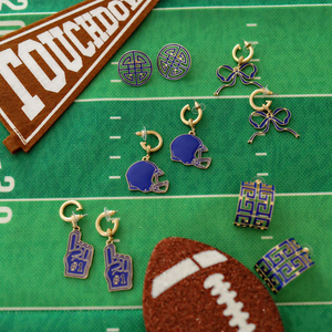 Blue Game Day Football Helmet Enamel Earrings