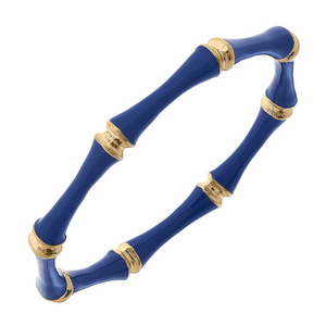 Celeste Enamel Bamboo Bangle - Blue