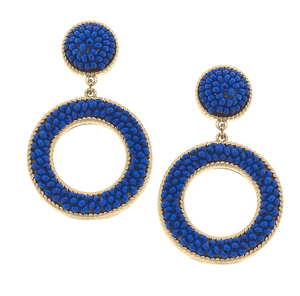 Talulah Beaded Circle Drop Earrings - Blue