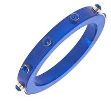 Load image into Gallery viewer, Renee Resin and Rhinestone Bangle - Blue
