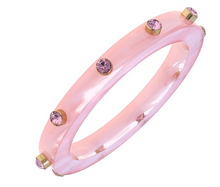 Load image into Gallery viewer, Renee Resin and Rhinestone Bangle - Pink
