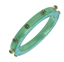 Load image into Gallery viewer, Renee Resin and Rhinestone Bangle in Mint
