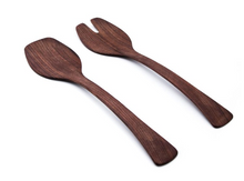 Load image into Gallery viewer, Simon Pearce Black Walnut Salad Servers - 17&quot;
