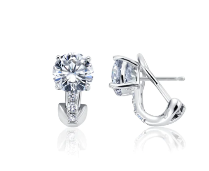 Post Stud Earrings Finished In Pure Platinum
