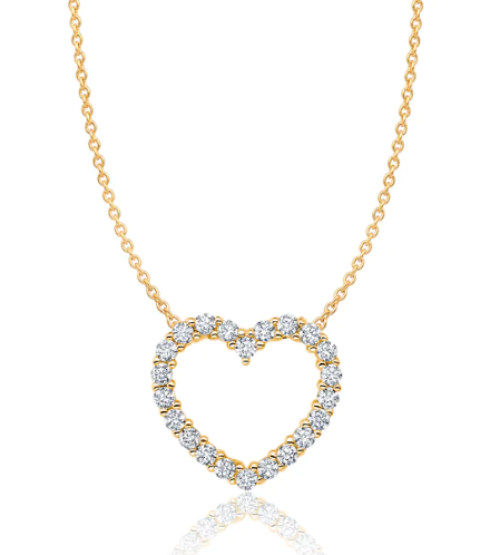 Pave Heart Necklace - 18kt Yellow Gold