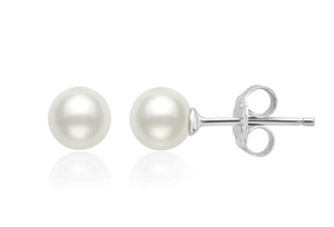 Genuine Pearl Stud Earrings - Pure Platinum