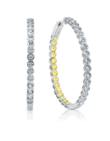 Bezel Set Canary Hoop Earrings