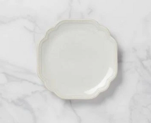 French Perle Bead White Accent Plate - 9"