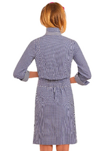 Load image into Gallery viewer, Breezy Blouson Dress - Gingham - Navy

