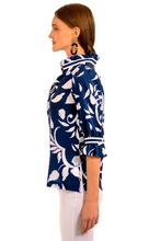 Load image into Gallery viewer, Gretchen Scott Designs Ruffleneck Tunic - Full Bloom - Navy
