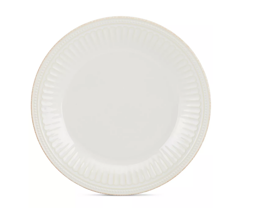 French Perle Groove White Dinner Plate