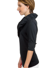 Load image into Gallery viewer, Jersey Ruffneck Top 3/4 Sleeves - Black
