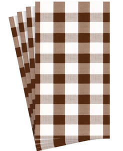 Caspari Gingham Paper Guest Towel Napkins in Chocolate - 15 Per Package