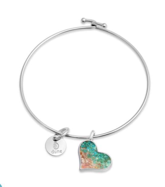 Tilted Heart Bangle - Turquoise Gradient - Anna Maria Island