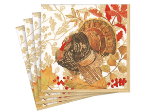 Woodland Turkey Paper Cocktail Napkins - 20 Per Package