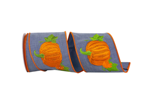 Pumpkin Embroidered Deluxe Wired Edge 4