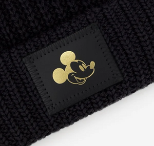 Mickey Mouse Kids Black Gold Foil Double Pom Beanie