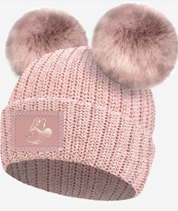 Minnie Mouse Rose Gold Foil Double Pom Beanie
