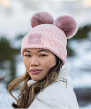 Load image into Gallery viewer, Minnie Mouse Rose Gold Foil Double Pom Beanie
