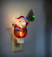 Load image into Gallery viewer, Red Santa Claus and Tree Night-Light - 6.5&quot;
